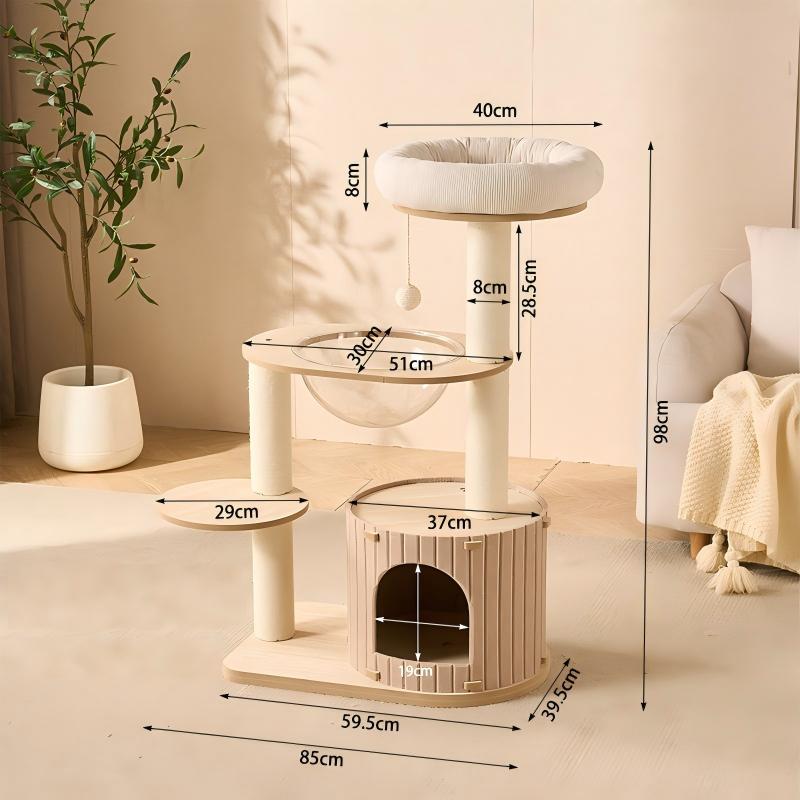 Maine Coon Cat Tree with Felt Cat Cave L01