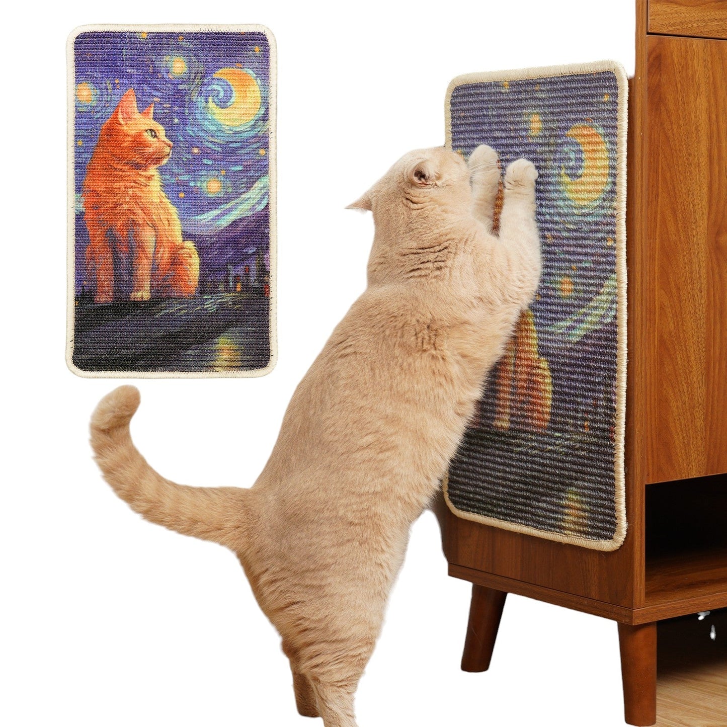 Sisal Cat Scratcher Wall Mat - Ginger Cat Stargazing - Soldaypet