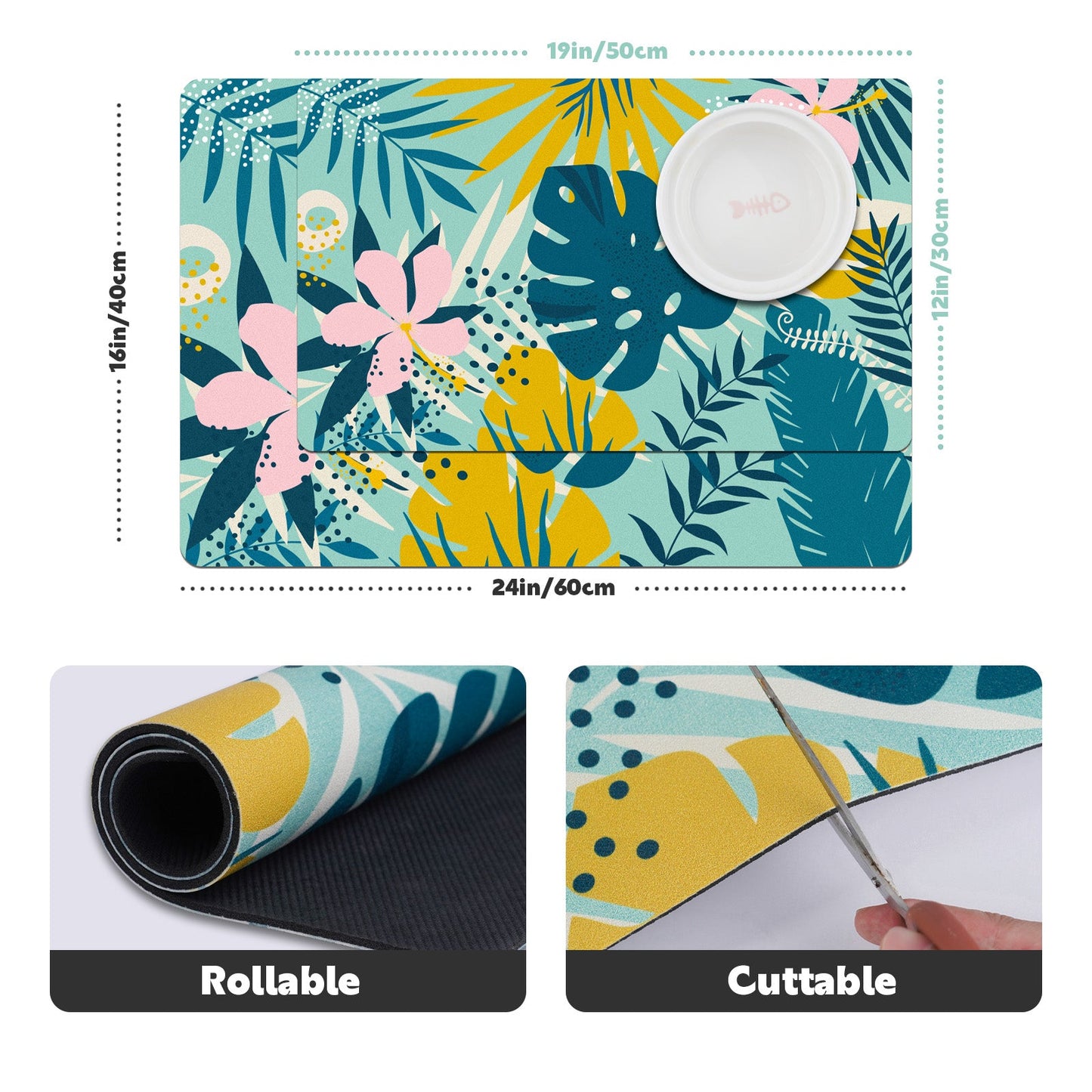 Waterproof and Non - Slip Dinning Pad Pet Food Mat for Cats Dogs - Soldaypet