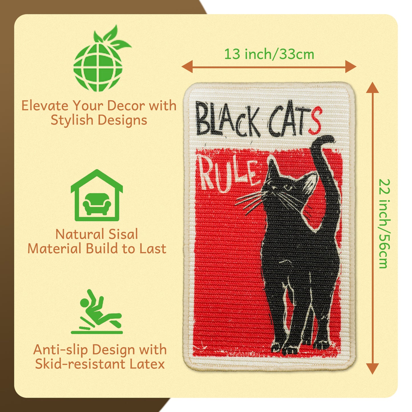 Black Cat Sisal Scratching Mat Furniture Protector