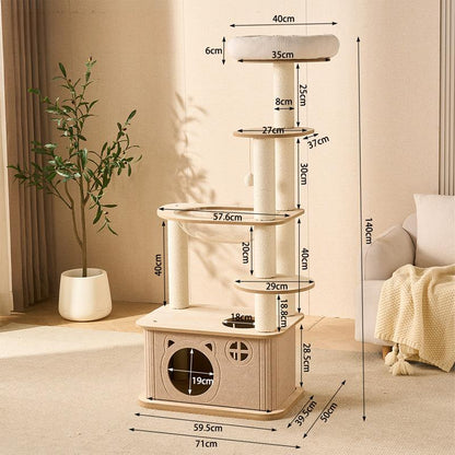 3 Level Cat Tree Heavy-Duty Real Wood Cat Tree L03