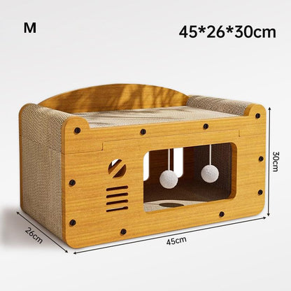 Cardboard Cat House Scratcher Cat TV Box