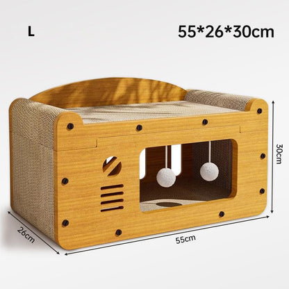 Cardboard Cat House Scratcher Cat TV Box