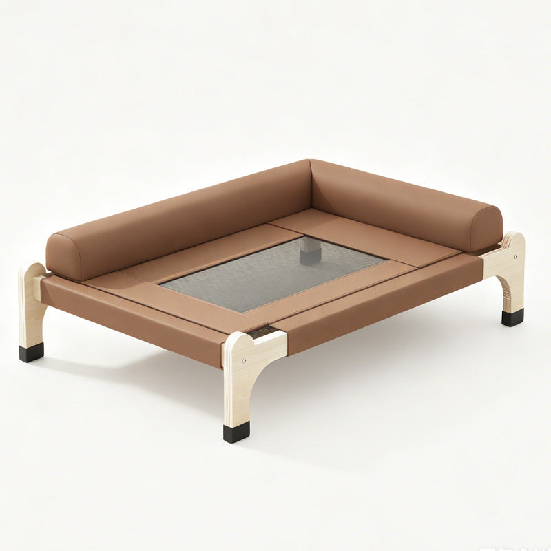 Cat Leather Couch Elevated Cat Bed with Pillow