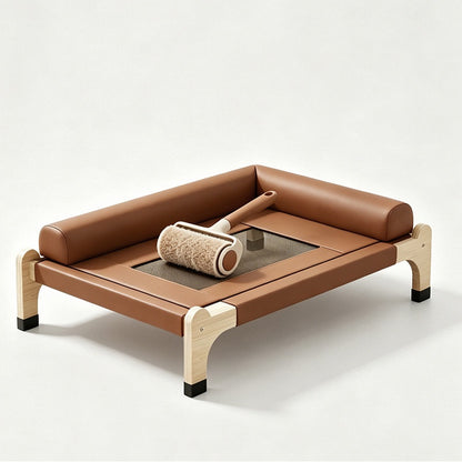 Cat Leather Couch Elevated Cat Bed with Pillow