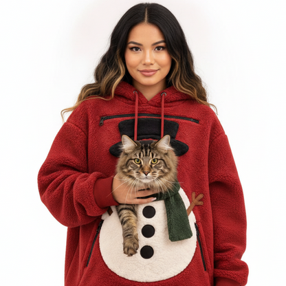 Christmas Tree Cat Pouch Hoodie