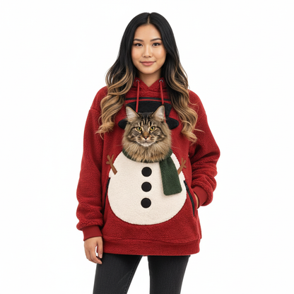 Christmas Tree Cat Pouch Hoodie