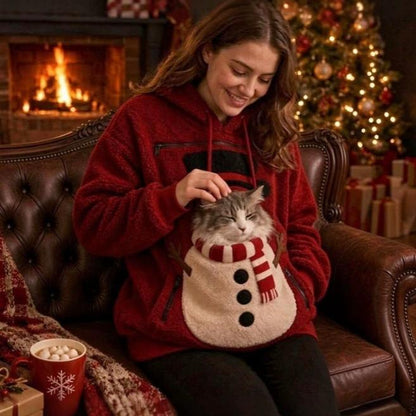 Christmas Tree Cat Pouch Hoodie