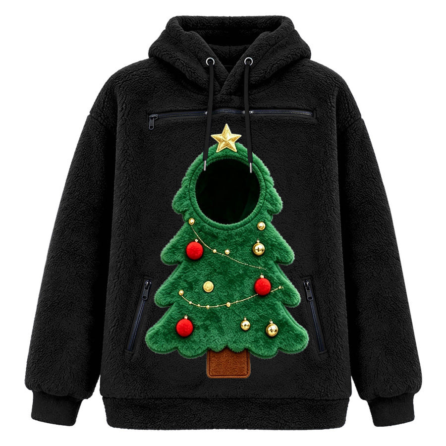 Christmas Tree Cat Pouch Hoodie