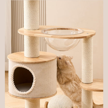 Modern Cat Tree Tower with Firm Perch | Oak N1