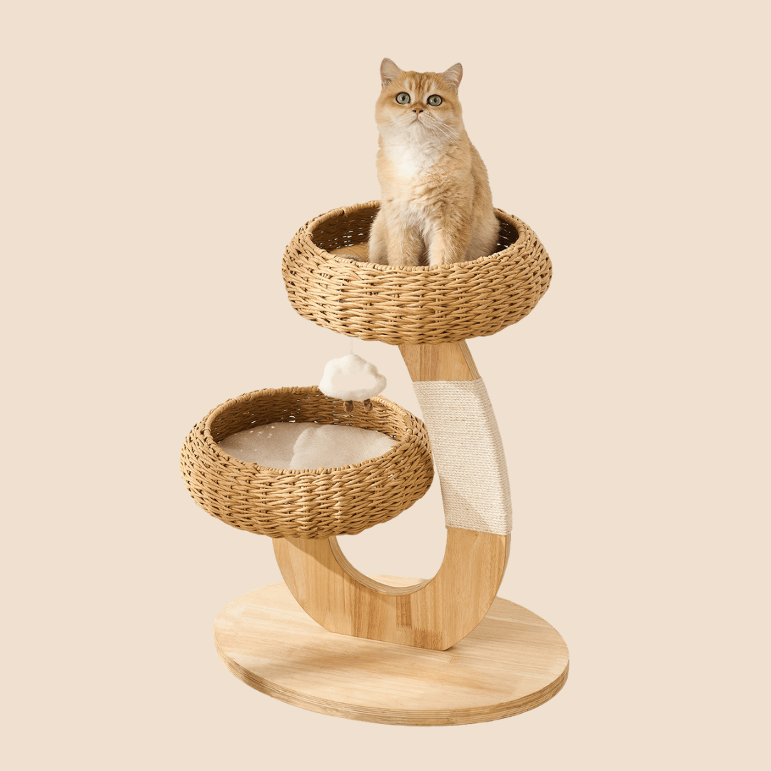 Rattan Cat Tree Tower for Small Apartment TB01