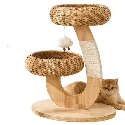 Rattan Cat Tree Tower for Small Apartment TB01
