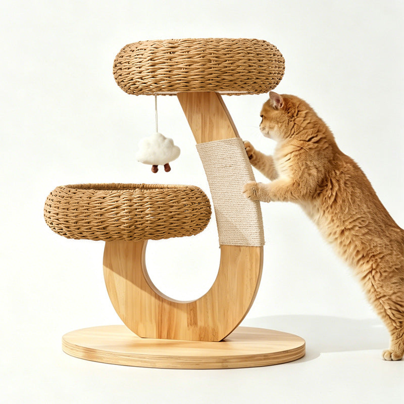 Rattan Cat Tree Tower for Small Apartment TB01