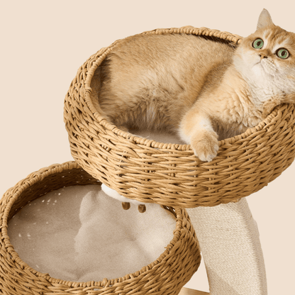 Rattan Cat Tree Tower for Small Apartment TB01