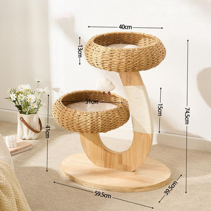 Rattan Cat Tree Tower for Small Apartment TB01
