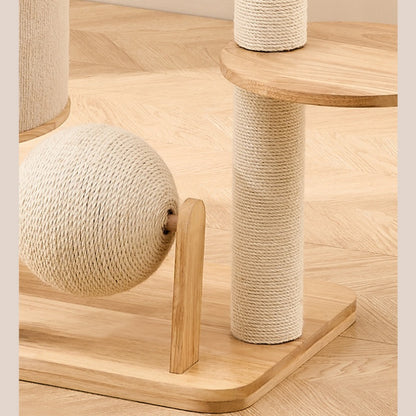 Stable Cat Tree for Multiple Cats with Large Cat Condo | Oak N2 N3