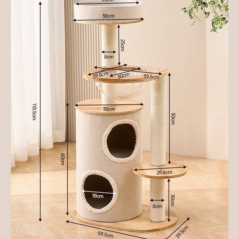 Stable Cat Tree for Multiple Cats with Large Cat Condo | Oak N2 N3