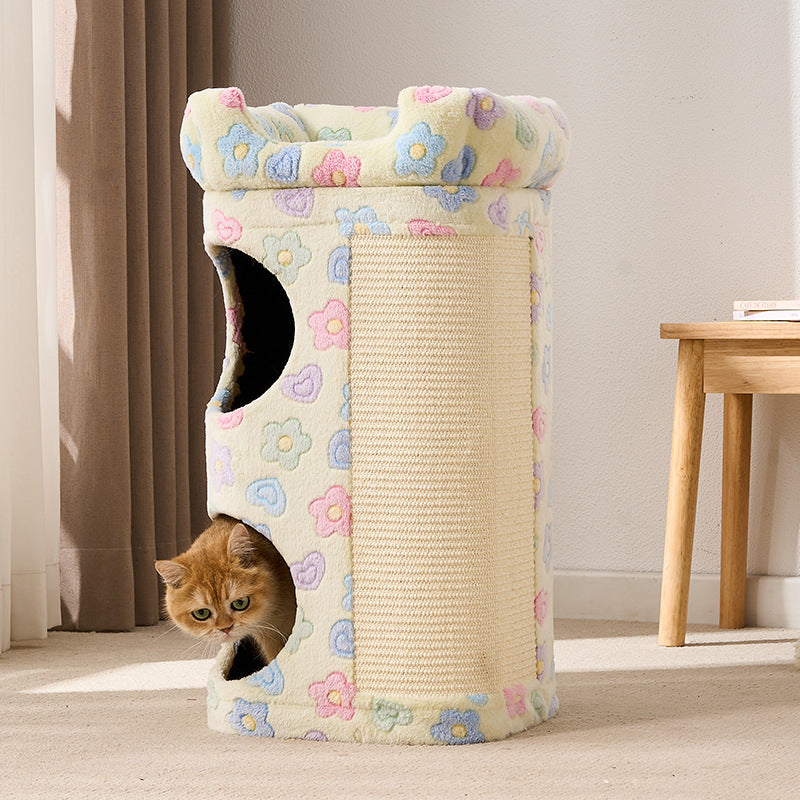 Appartement pour chat blanc avec lit chaud pour chat | J09