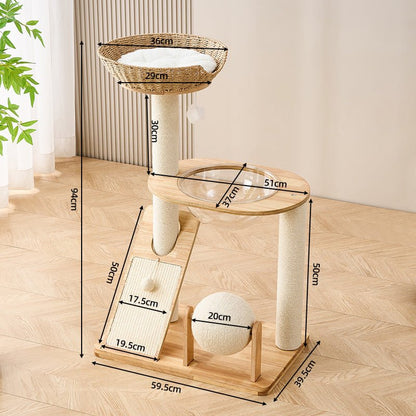 Big Cat Scratching Tower White | Oak W5 - Soldaypet