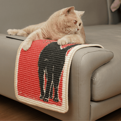 Black Cat Sisal Scratching Mat Furniture Protector Cute Scratcher Post - Soldaypet