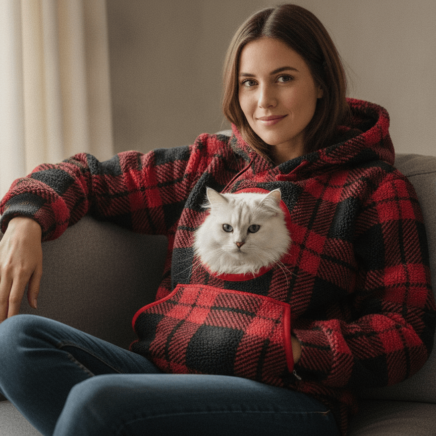 Christmas Cat Pouch Hoodie – Cozy Cat Carrier Hoodie - Soldaypet