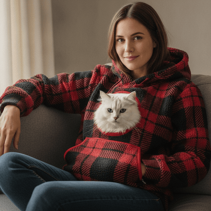 Christmas Cat Pouch Hoodie – Cozy Cat Carrier Hoodie - Soldaypet