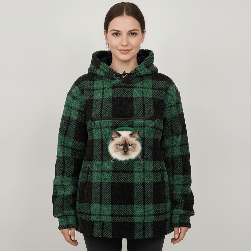Christmas Cat Pouch Hoodie – Cozy Cat Carrier Hoodie - Soldaypet
