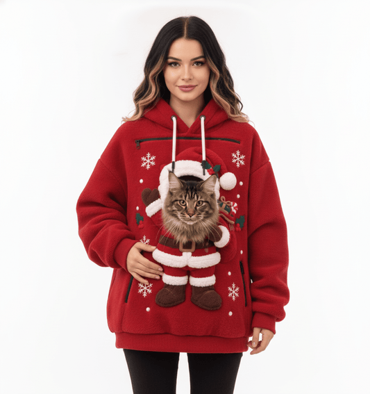 Christmas Santa Claus Cat Pouch Hoodie - Soldaypet