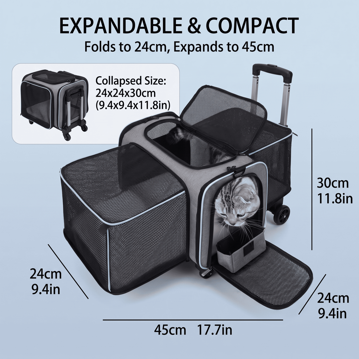 Detachable Wheeled Carrier for Cats and Small Dogs - Soldaypet