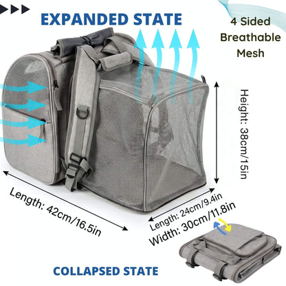 Expandable Cat Carrier Backpack for Pets Up to 15lbs - Soldaypet