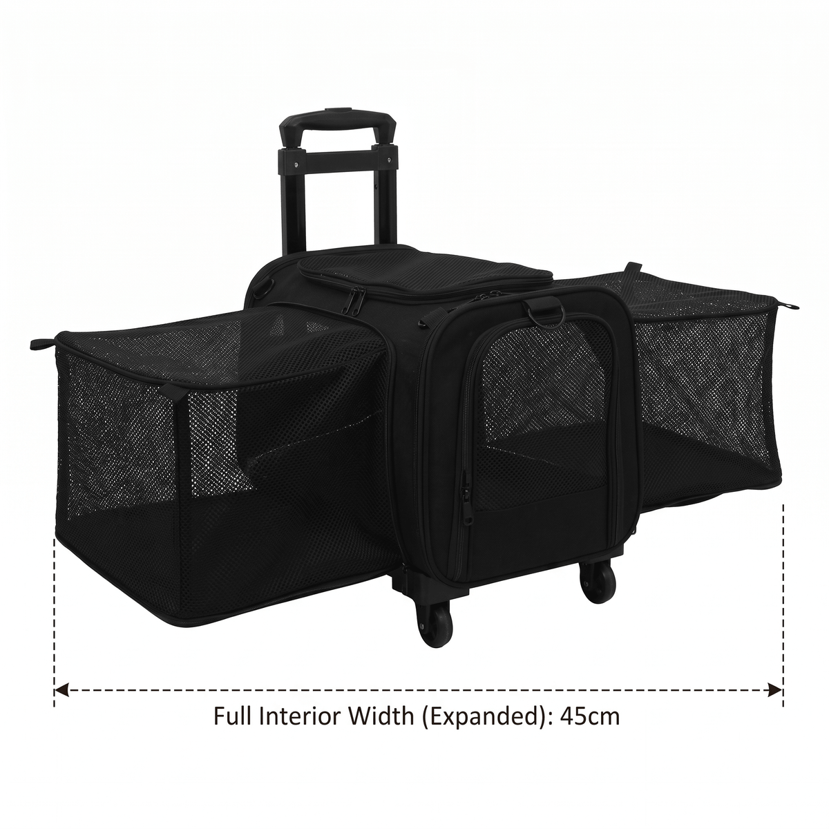 Expandable Rolling Cat Carrier with Lockable Wheels - Soldaypet