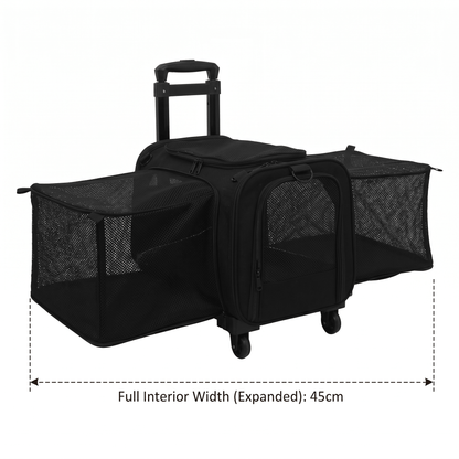 Expandable Rolling Cat Carrier with Lockable Wheels - Soldaypet