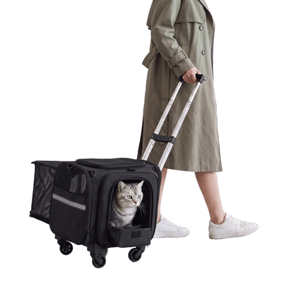Expandable Rolling Cat Carrier with Lockable Wheels - Soldaypet