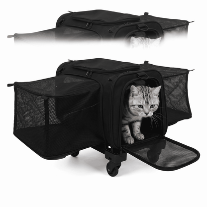 Expandable Rolling Cat Carrier with Lockable Wheels - Soldaypet