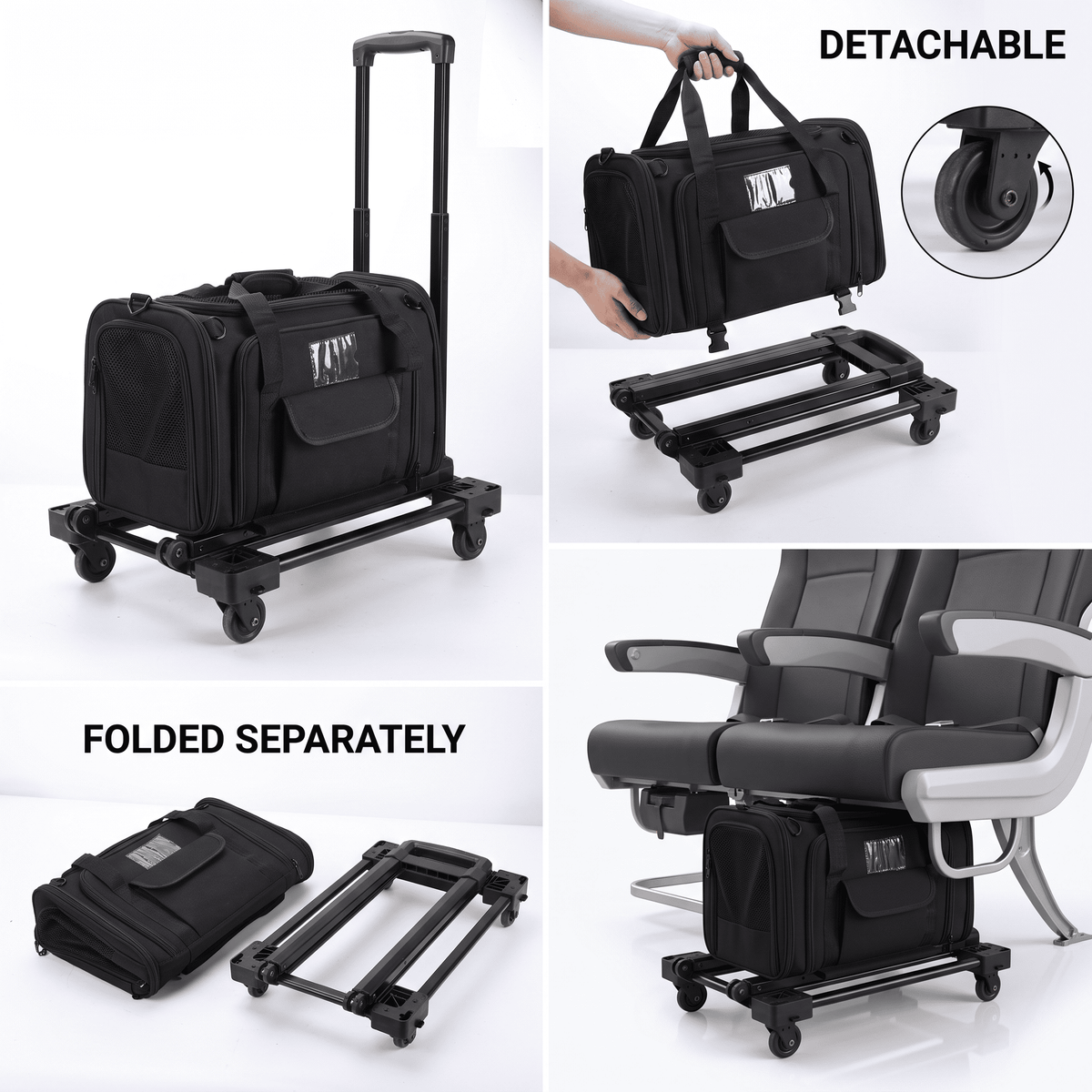 Expandable Rolling Cat Carrier with Lockable Wheels - Soldaypet