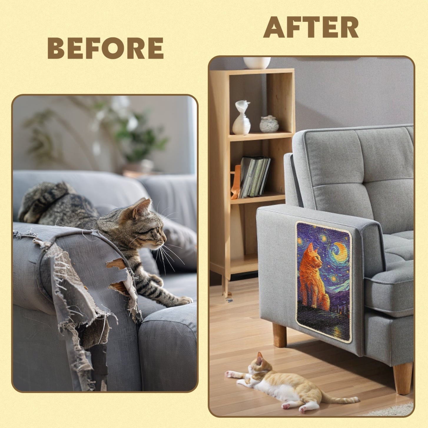Ginger Cat Stargazing Sisal Cat Scratcher Wall Mat - Soldaypet