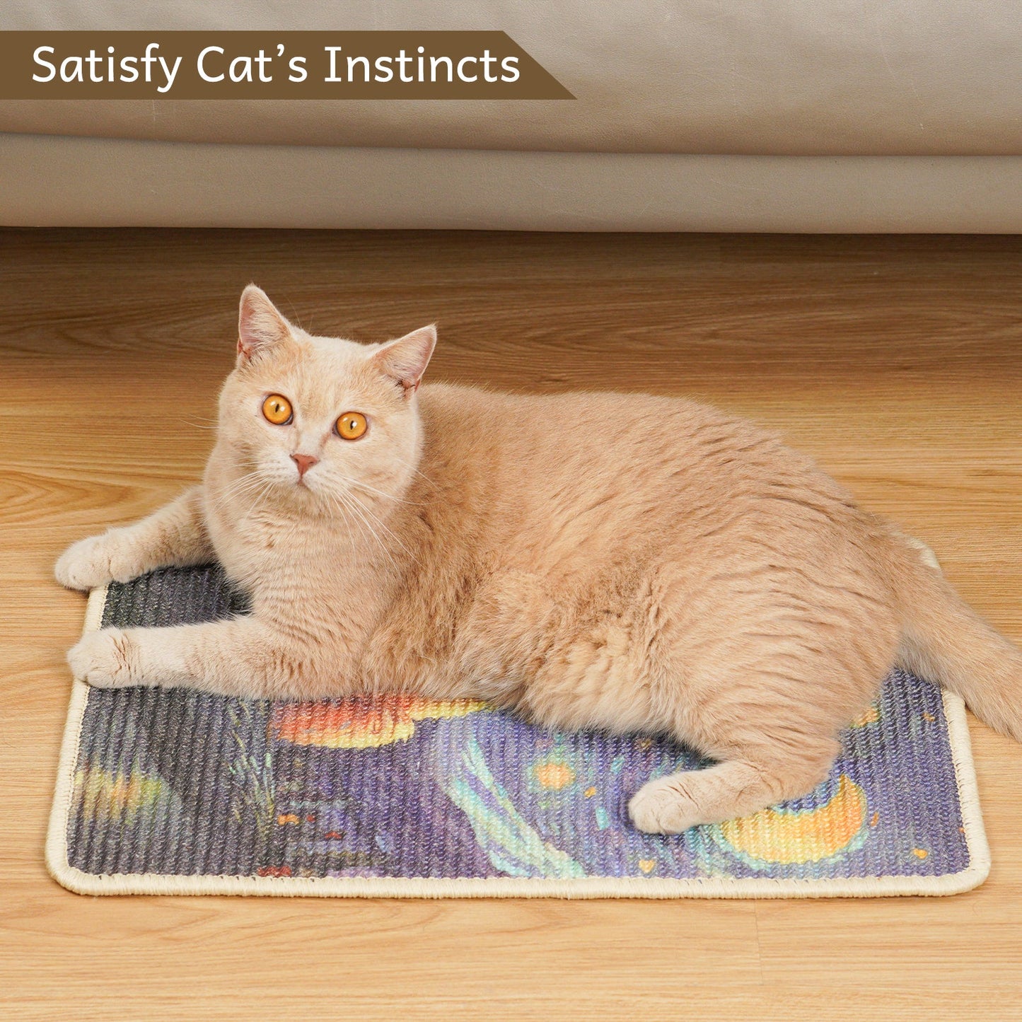 Ginger Cat Stargazing Sisal Cat Scratcher Wall Mat - Soldaypet