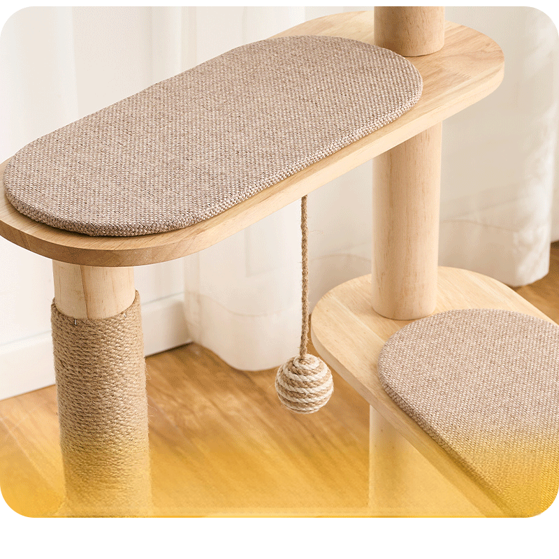 Large Pine Wood Cat Tree with Modern Cat Condo | T1 - Soldaypet