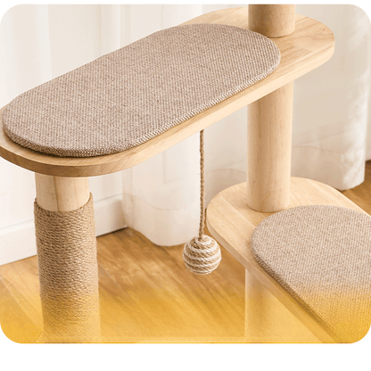 Large Pine Wood Cat Tree with Modern Cat Condo | T1 - Soldaypet