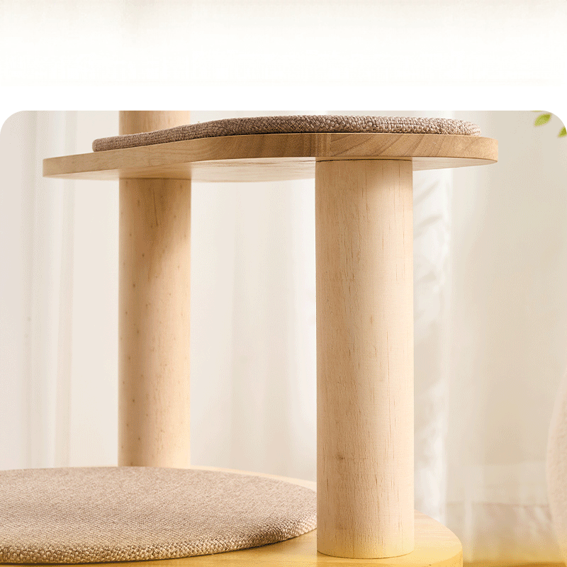 Large Pine Wood Cat Tree with Modern Cat Condo | T1 - Soldaypet
