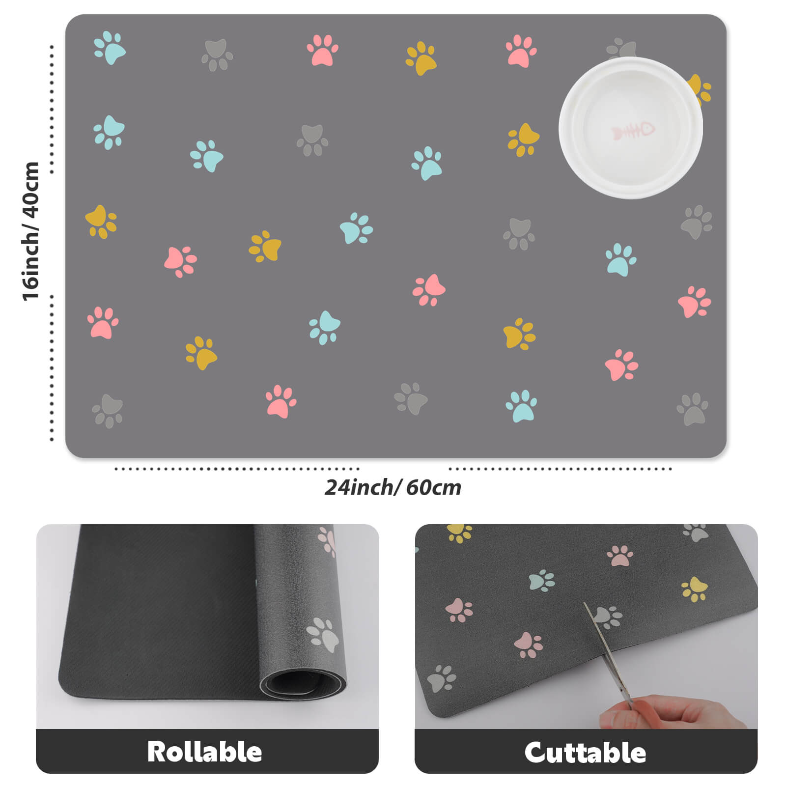 Pet Water Bowl Mat Dog Non - Slip Paw Mats - Soldaypet