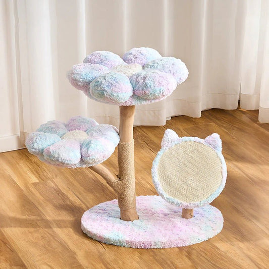Purple Flower Cat Tree | Real Wood Series - Soldaypet