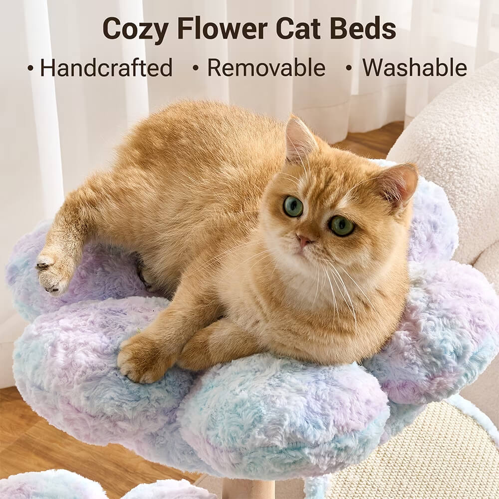 Purple Flower Cat Tree | Real Wood Series - Soldaypet
