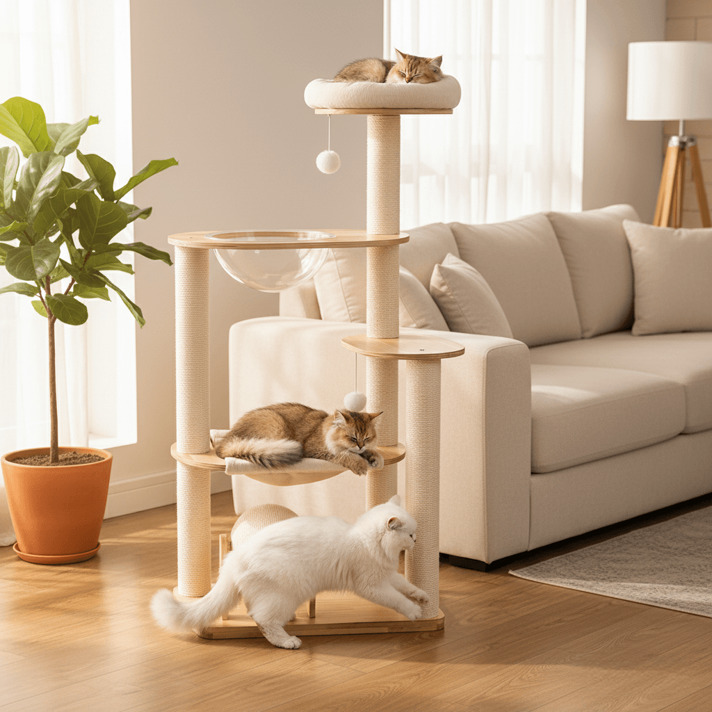 Real Wood Cat Trees For Large Cat | Oak W4 - Soldaypet