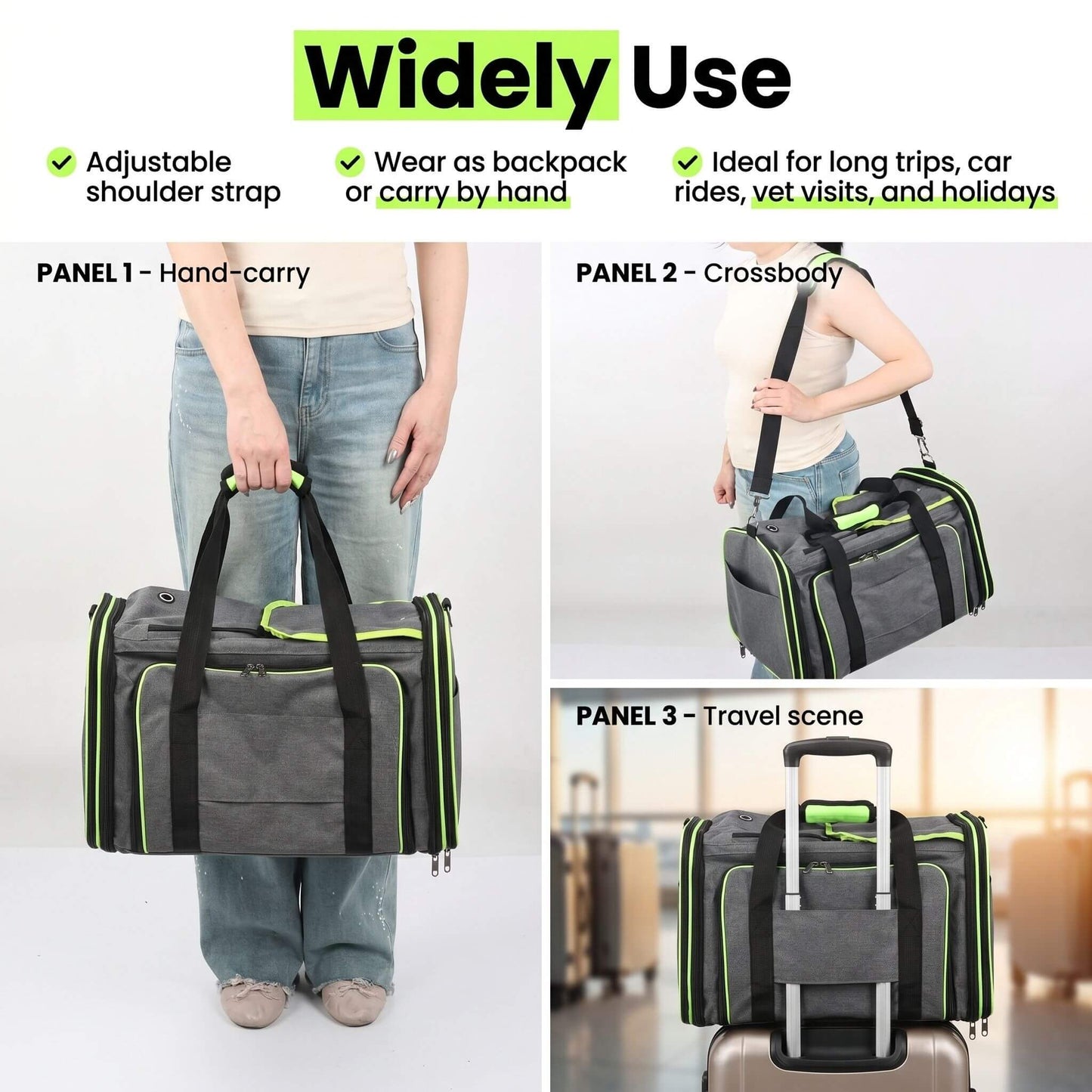 Soft-Sided Black Cat Carrier for Large Cats Maine Coon - Soldaypet