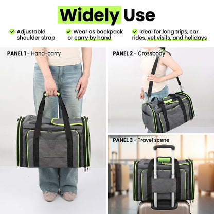 Soft-Sided Black Cat Carrier for Large Cats Maine Coon - Soldaypet