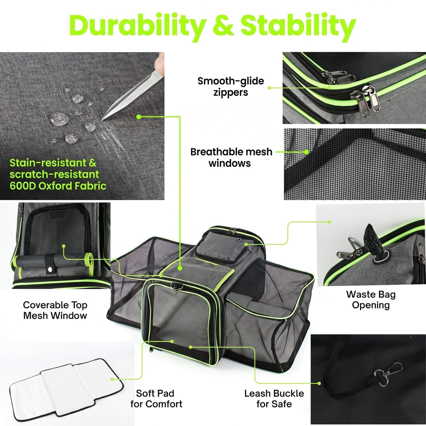 Soft-Sided Black Cat Carrier for Large Cats Maine Coon - Soldaypet