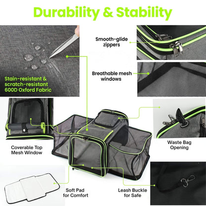 Soft-Sided Black Cat Carrier for Large Cats Maine Coon - Soldaypet