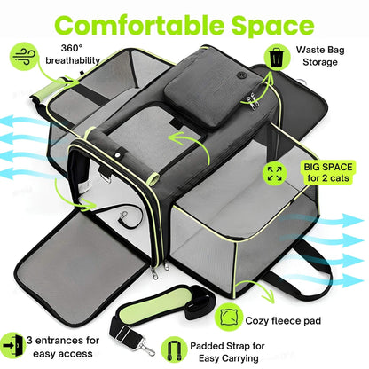 Soft-Sided Black Cat Carrier for Large Cats Maine Coon - Soldaypet