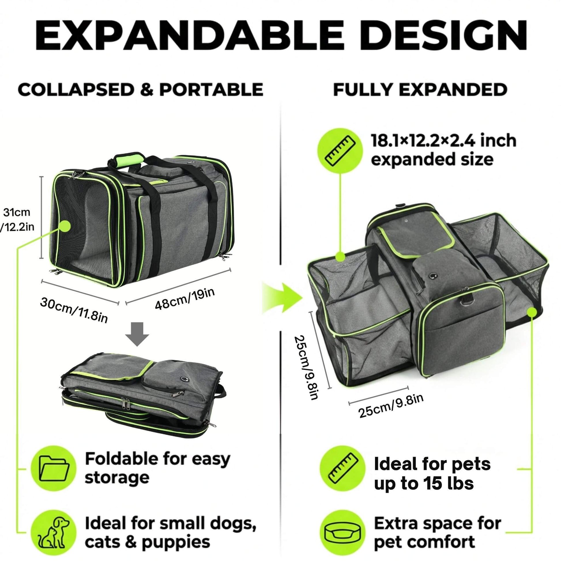 Soft-Sided Black Cat Carrier for Large Cats Maine Coon - Soldaypet